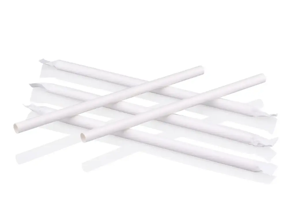Straw: White Paper Straws - 8mm Wrapped (2000's) 