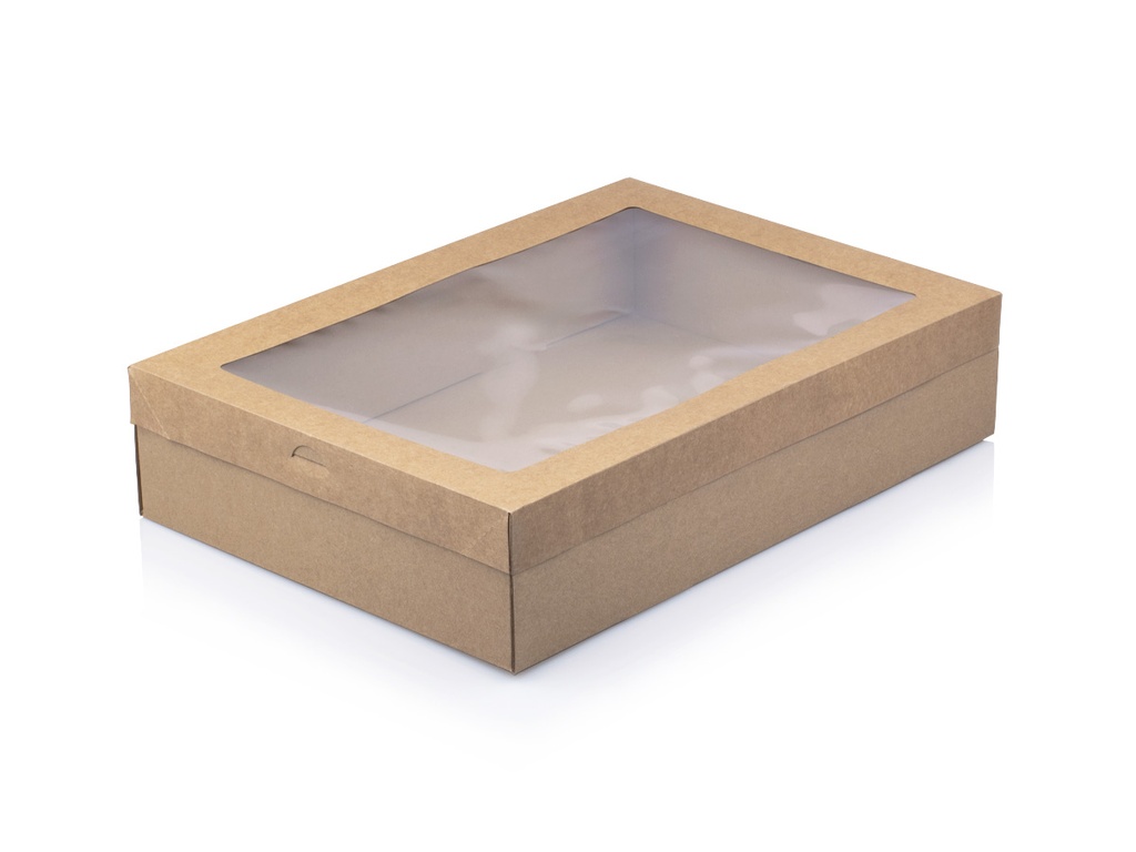 Kraft Picnic Box & Window Lid Combo - Medium - Unfolded (35x25x8) (100s)