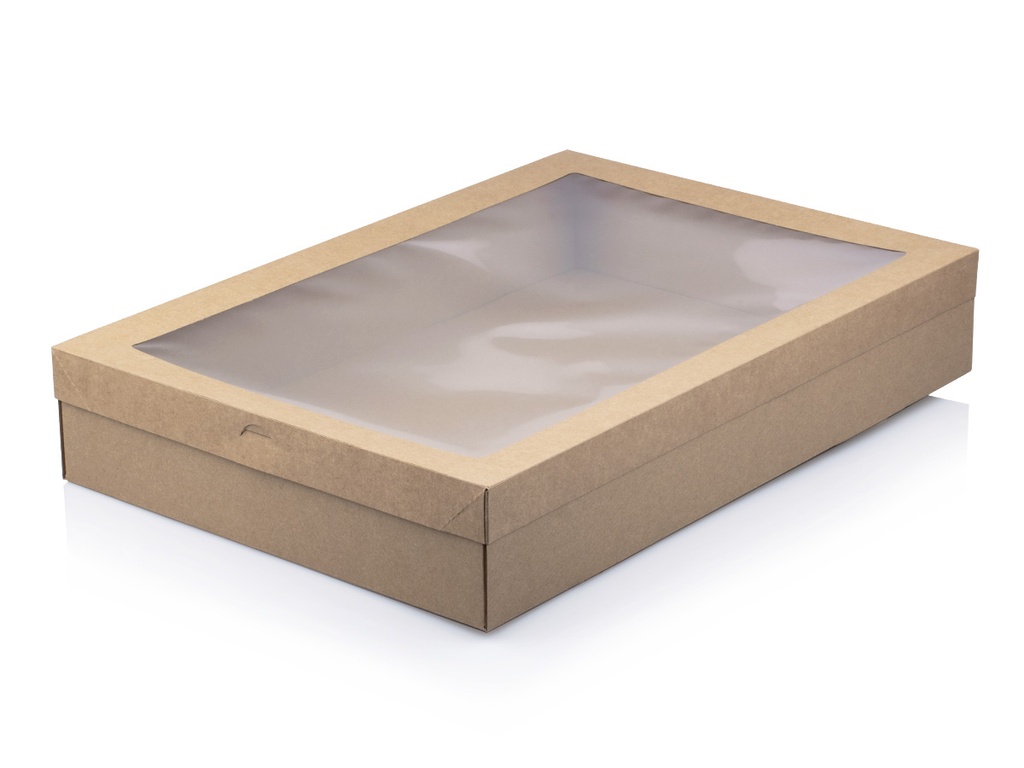 Kraft Picnic Box & Window Lid Combo - XLarge - Unfolded (45x30x8)(50s)
