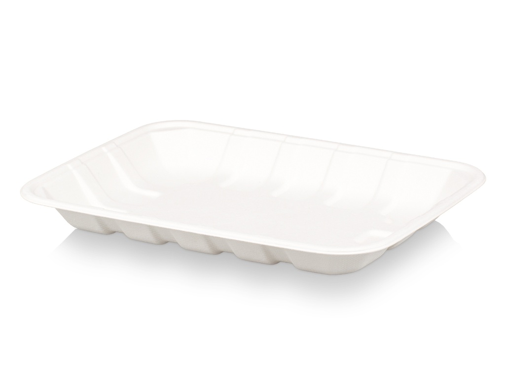 Deli Tray - 25cm x 18cm | Sugarcane | Ribbed - Large | 50's  - E040