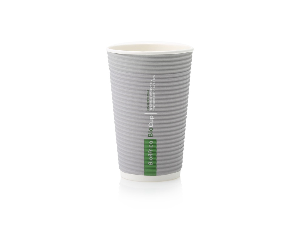 500ml Horizontal Ripple Paper BioCup | PLA | FSC | 25's