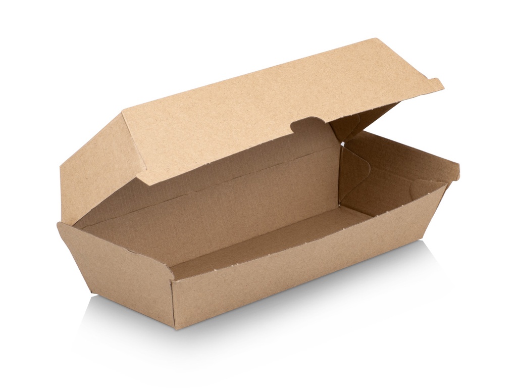 Paper Hot Dog Box  | 20.8cm x 7cm | Kraft (Ripple) | L1 | 50's  
