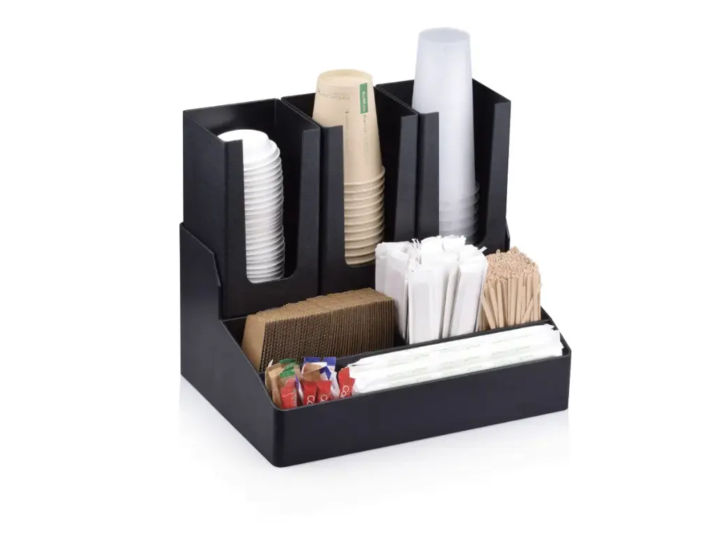 Barista Accessory Organizer: Cup, Lid & Condiment Combo KIT (6 Compartments) (B4003 & B4004) 