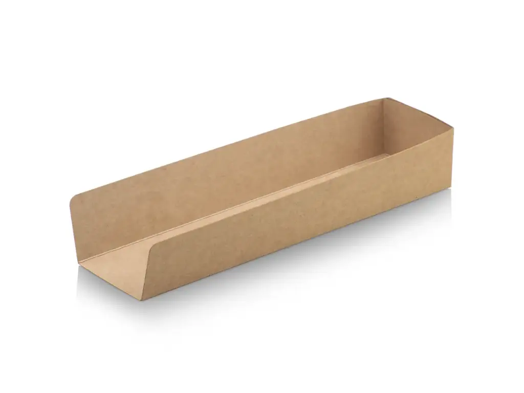 Flat Packed Paper Bio Hot Dog Tray | Kraft | 100's - CCP 