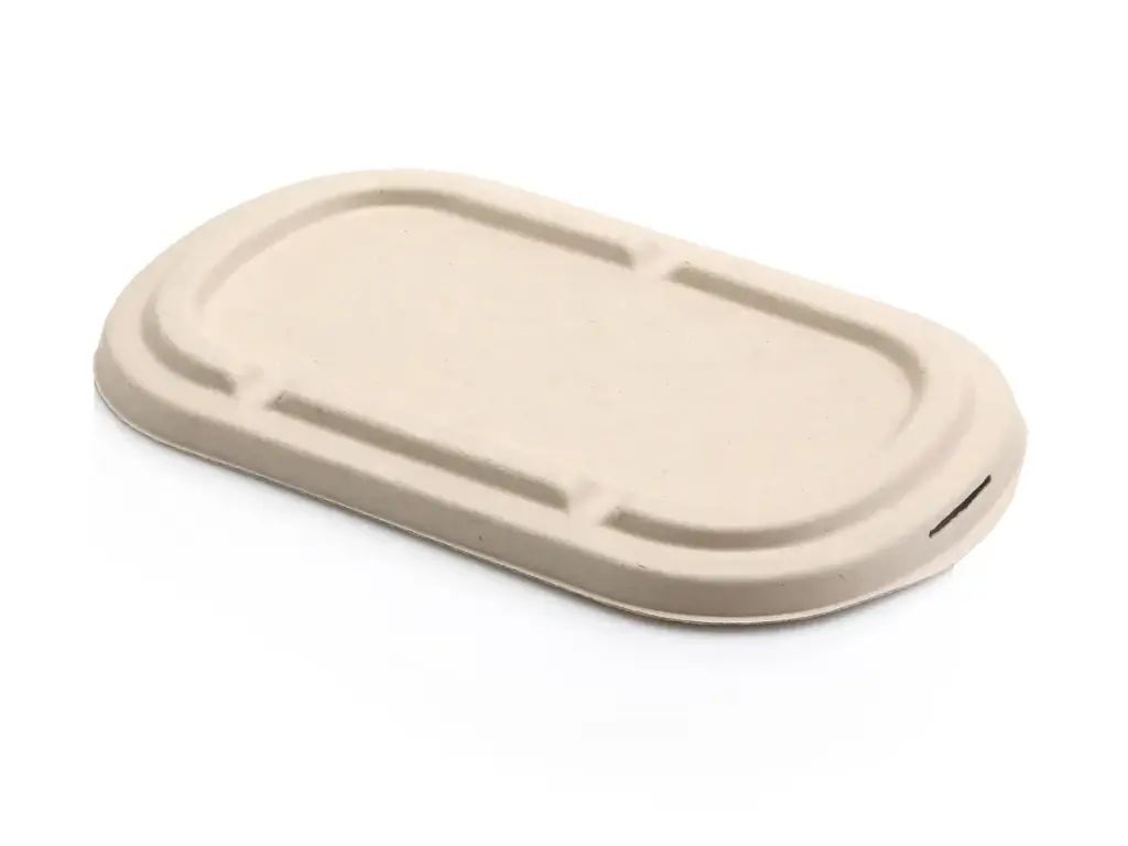 Oval Multi-Fit Sugarcane Lid - fits Oval Sugarcane Meal Containers | 850ml -1L | Earth | 50's