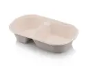 Meal Container: Sugarcane Oval - 850ml 2 Compartments 